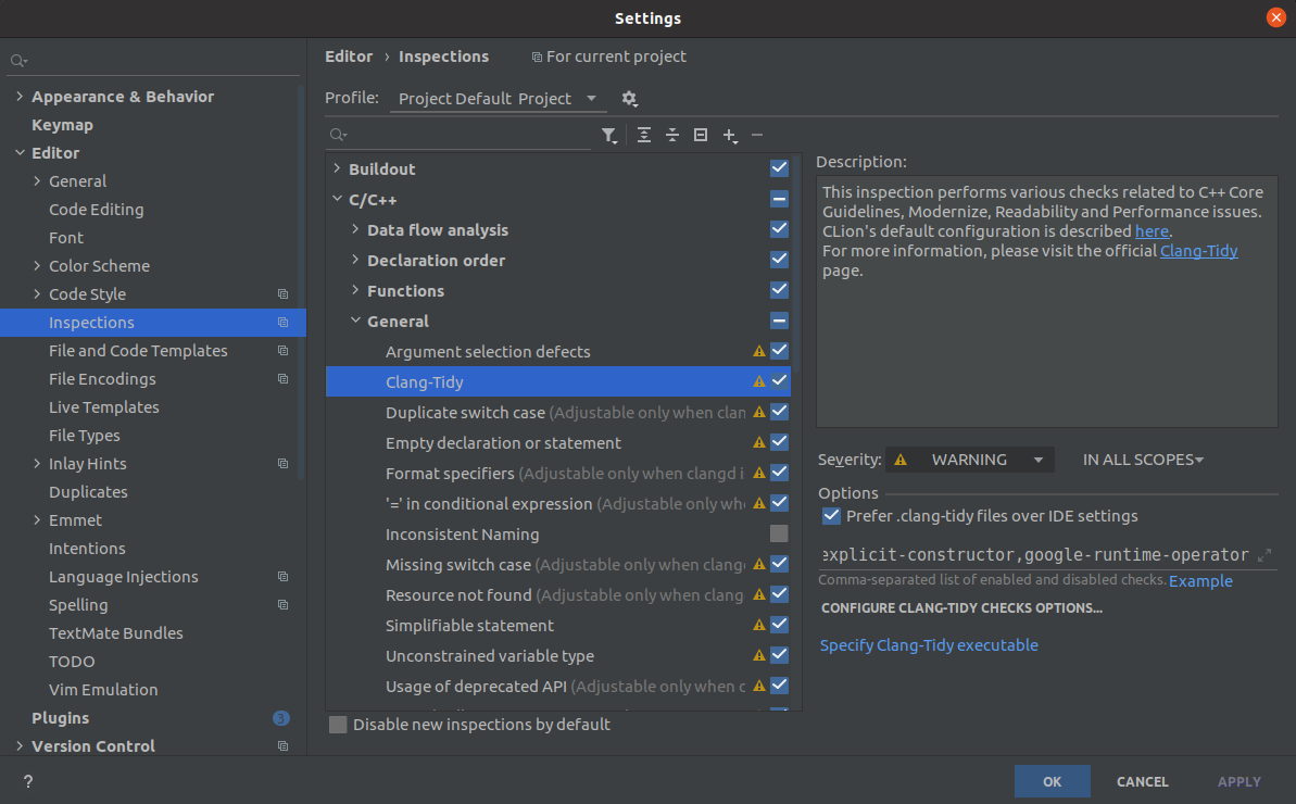 clang-tidy-clion